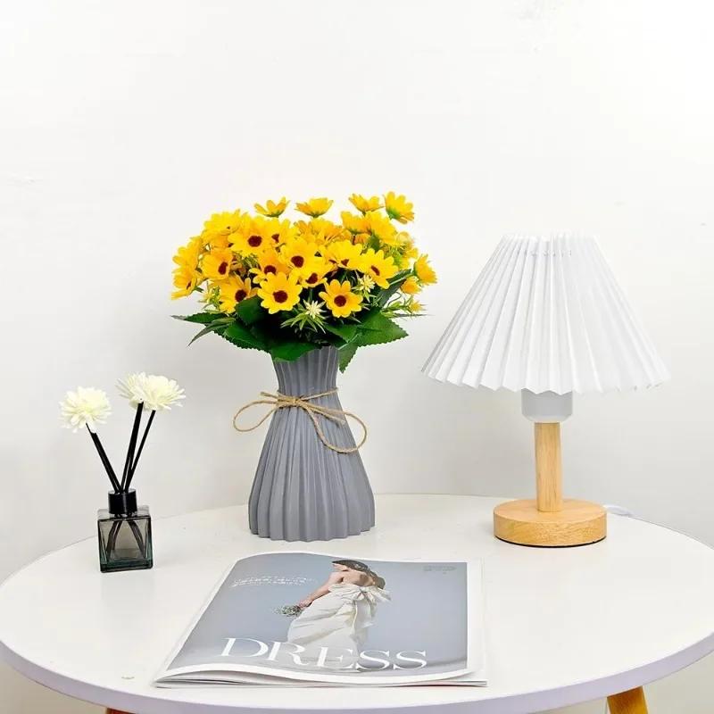 Artificial Daisies Real Touch Plastic Wildflowers Wedding Bridal Bouquet Tabletop Floral Arrangement Faux Daisy Home Decoration