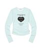ESCAPEFROM Fake Lace Patch Print Dot Slim Fit Shirred Long Sleeve Mint