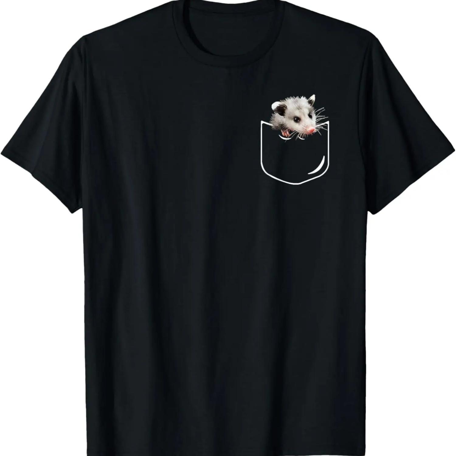 Pocket Opossum, Funny Possum In Pocket T-Shirt S чёрный