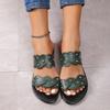 Lightweight Slippers Women's Outer Wear Summer Casual Flat Bottom Soft Bottom Rivets Open Toe Word with Cool Slippers Women