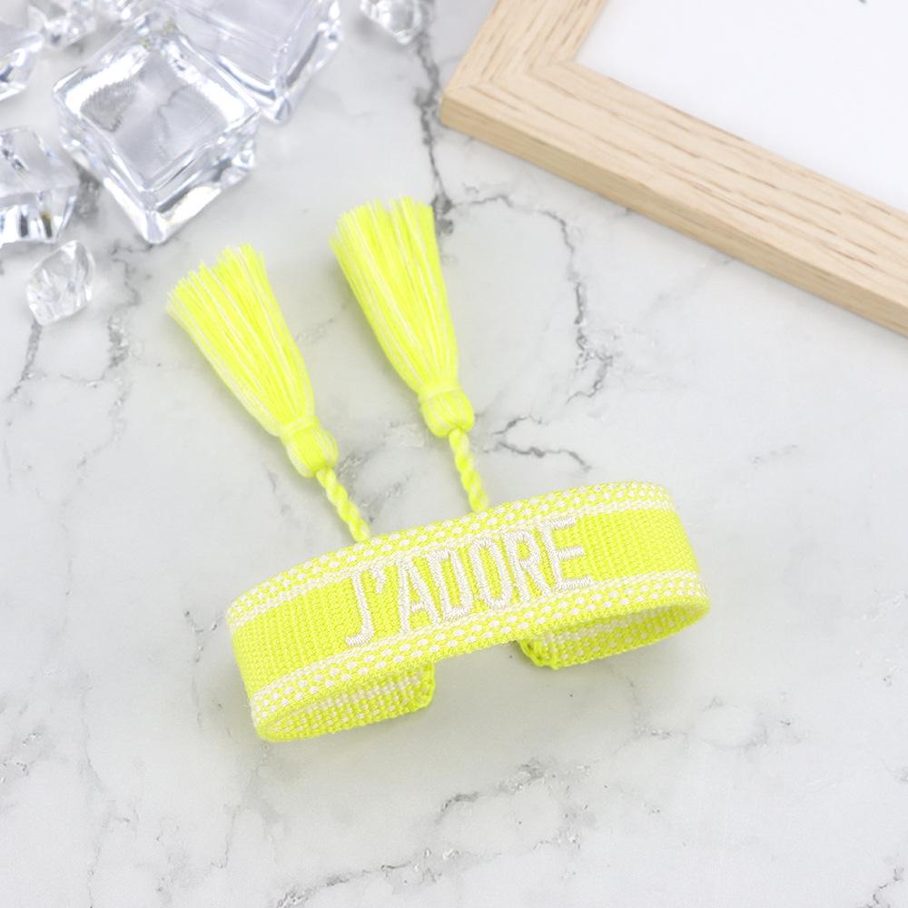 J'adore Bracelet: Embroidered Letter Tassel Wristband for Women & Couples