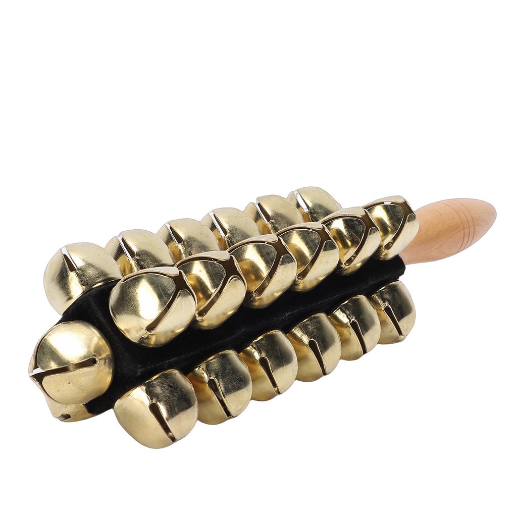 Clochette Traîneau Bois de Hêtre Instrument de Percussion Portatif Clochette à Main avec 25 Clochettes pour Chants de Noël Fêtes Formation Musicale