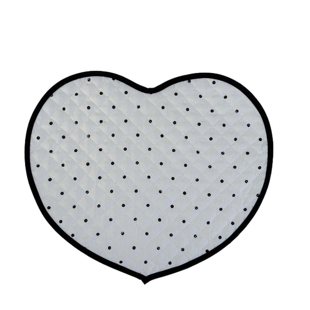 French Polka Dot Heart-shaped Placemats Cotton Decorative Insulating Table Mat Love Quilted Fabric Coaster Home Decor