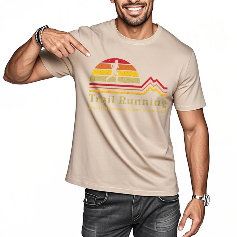 Plus Size Summer Boys Tshirt Trail Running Sunset Runner Mountains Short Sleeve Street Wear Crew Neck Teeshirt