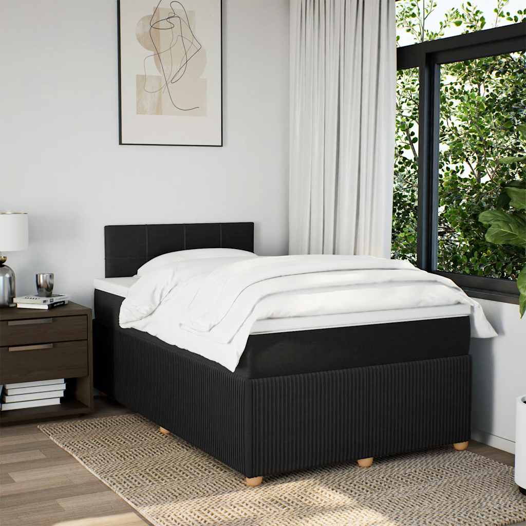 Vidaxl Continental Bed With Mattress, Black, Fabric, 120X200 Cm