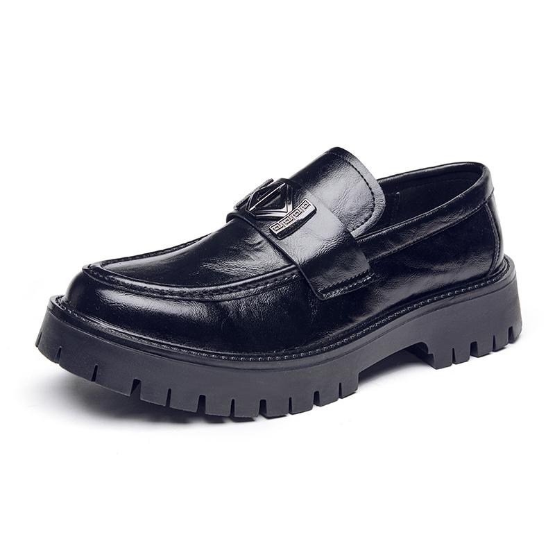 Neue Saison Dicker Boden Erhöhend Herren Freizeitschuhe Leder Slip-On Vier Jahreszeiten Plateau Mode 5CM Dicke Sohle Herrenschuhe