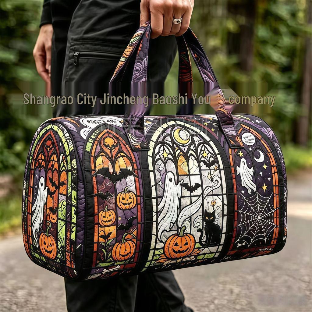 3D Gothic Buntglasdruck Halloween Sporttasche - Multifunktionale Reisetasche