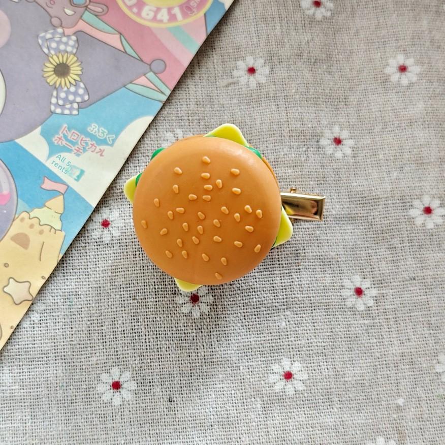 

Забавные оригинальные заколки для волос в виде еды ручной работы: бургер, сэндвич Round Burger