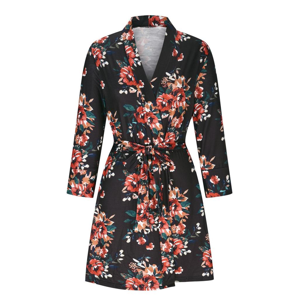 Soft Cotton Women's Kimono Robe - Bathrobe & Loungewear Sleepwear