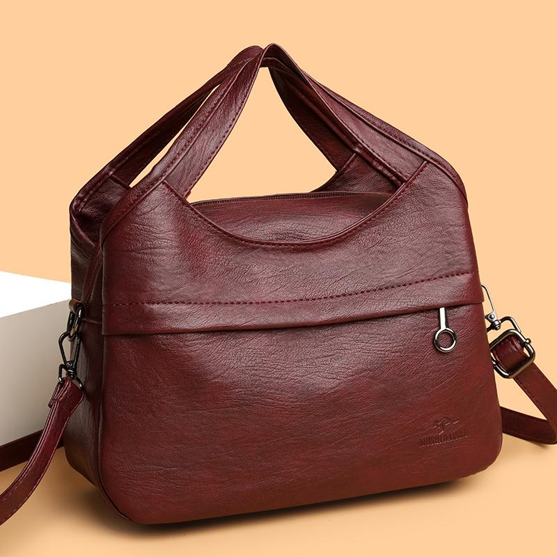 Retro Large Capacity Shoulder Bag Solid Color Messenger Bag PU Commuter Bag