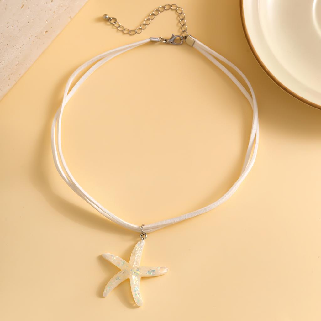 Y2k Large Resin Starfish Pendant Necklace for Women Trendy Summer Beach Vacation Jewelry On Neck 2025 Fashion Accessories Female