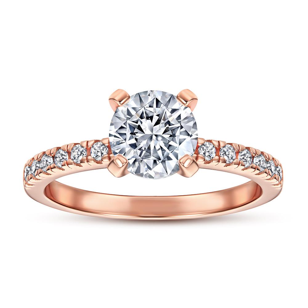 Real 925 Sterling Silver Rose Gold Round 7MM VVS1 White Sapphire Created Moissanite Ring for Women Gift Drop Shipping 4