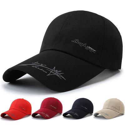 Herrenmütze Frühling und Herbst Neue bedruckte Leinwand-Baseballkappe Sonnenschutz-Kappe Verlängerte Kappe zum Angeln