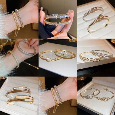 Korean High-End Zircon Geometric Bracelet - Luxury Niche Xiaohongshu Style Women's Jewelry