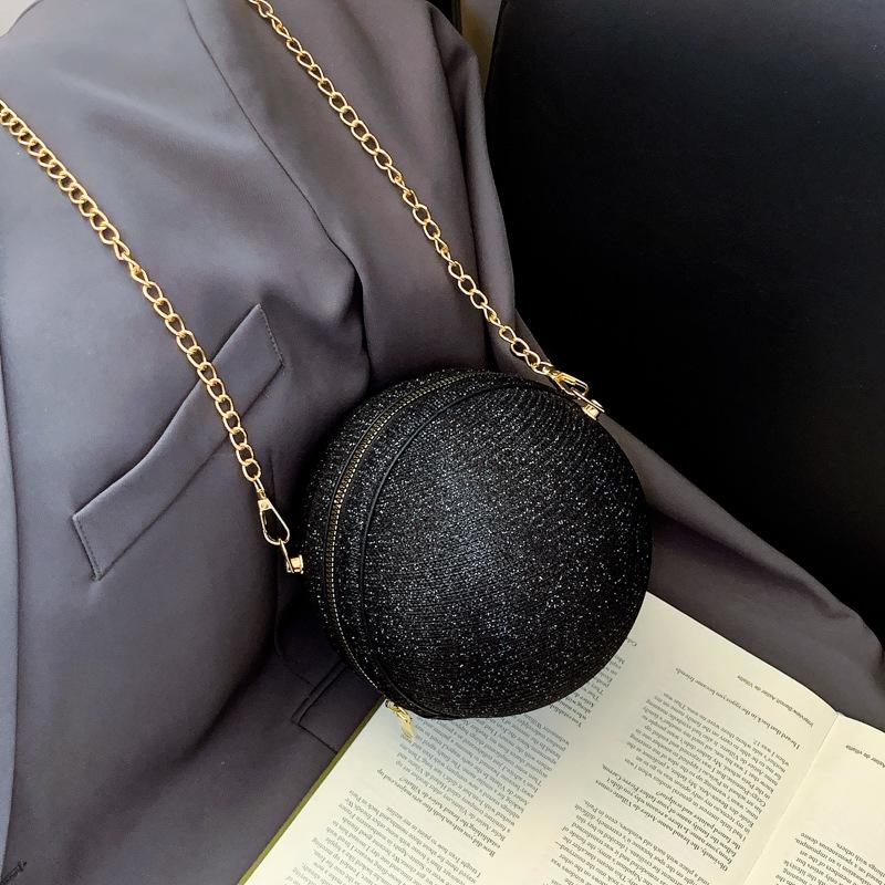 Bag women's bag 2025 new small round bag fashionable metal portable chain trendy shoulder crossbody personalized design bag