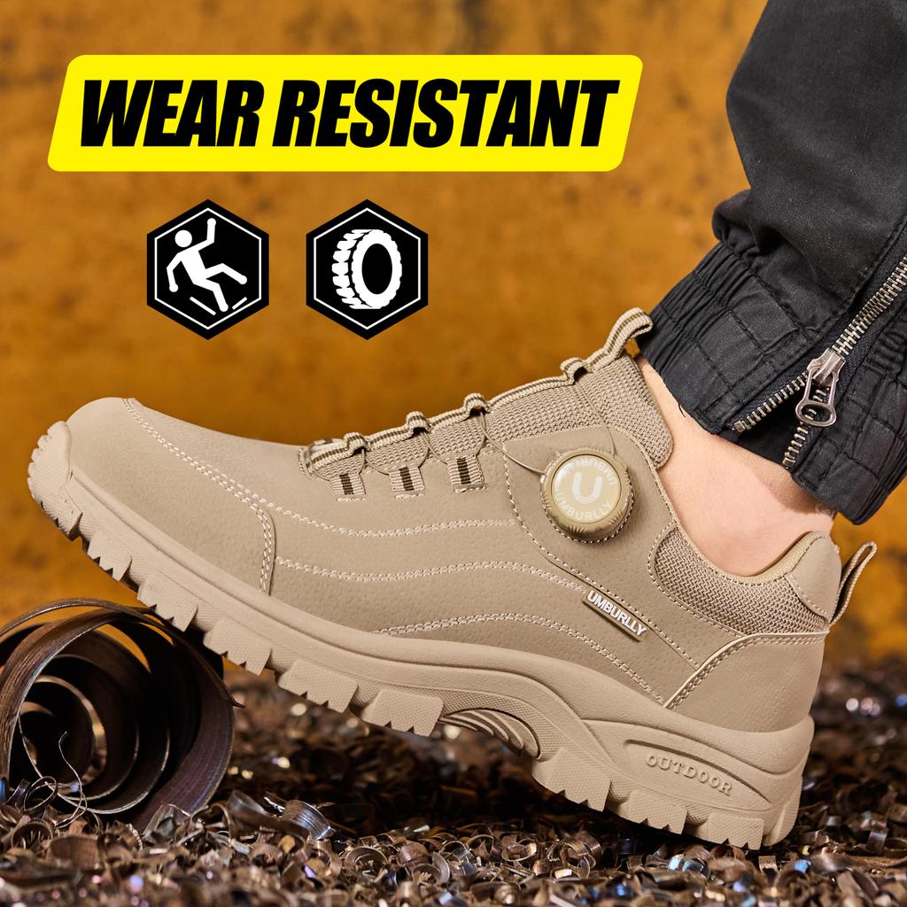 Men Women Steel Toe Safety Shoes Rotating Push Button Puncture Proof Work Sneakers Breathable Anti-smash Anti-stab Construction Security Shoes