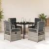 VidaXL Garden Dining Set 5 Pcs Grey Cushions Wicker 3262993