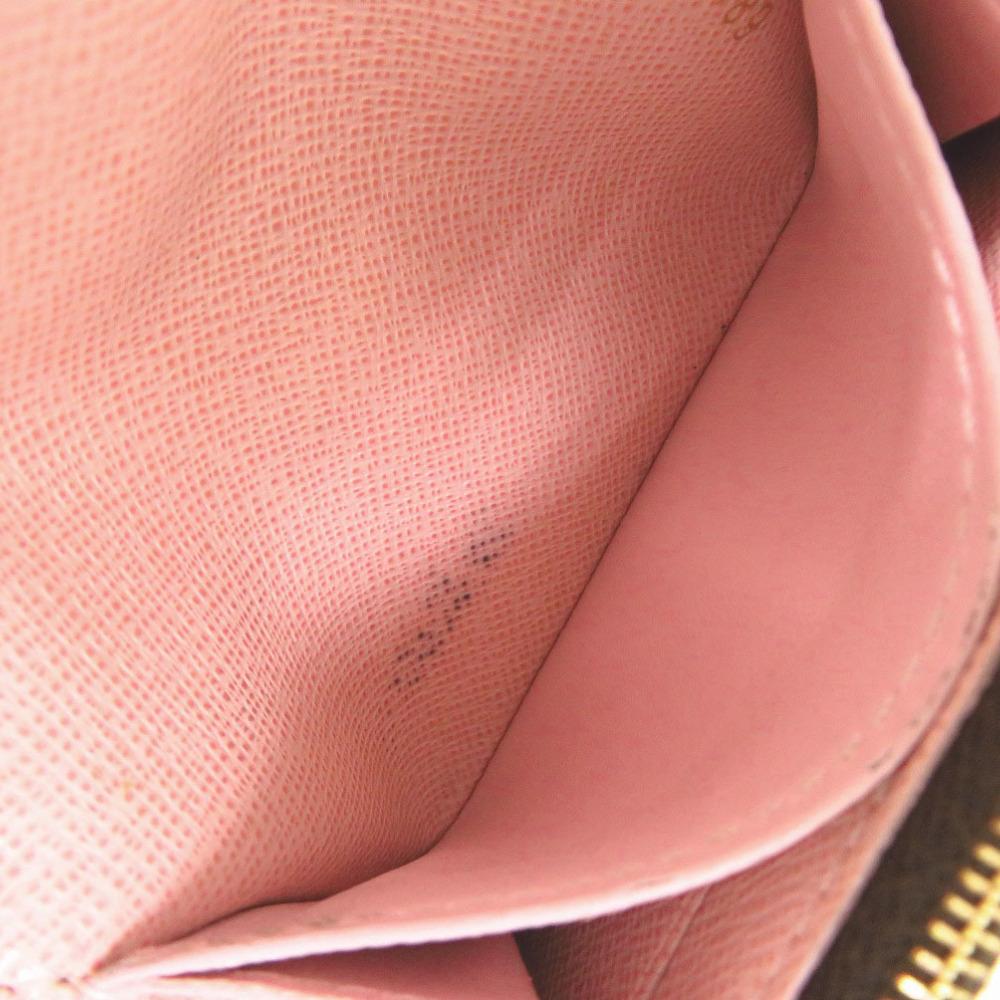 Used AUTHENTIC LOUIS VUITTON N64423 Damier Portomone Rosary coin purse Rose valerine