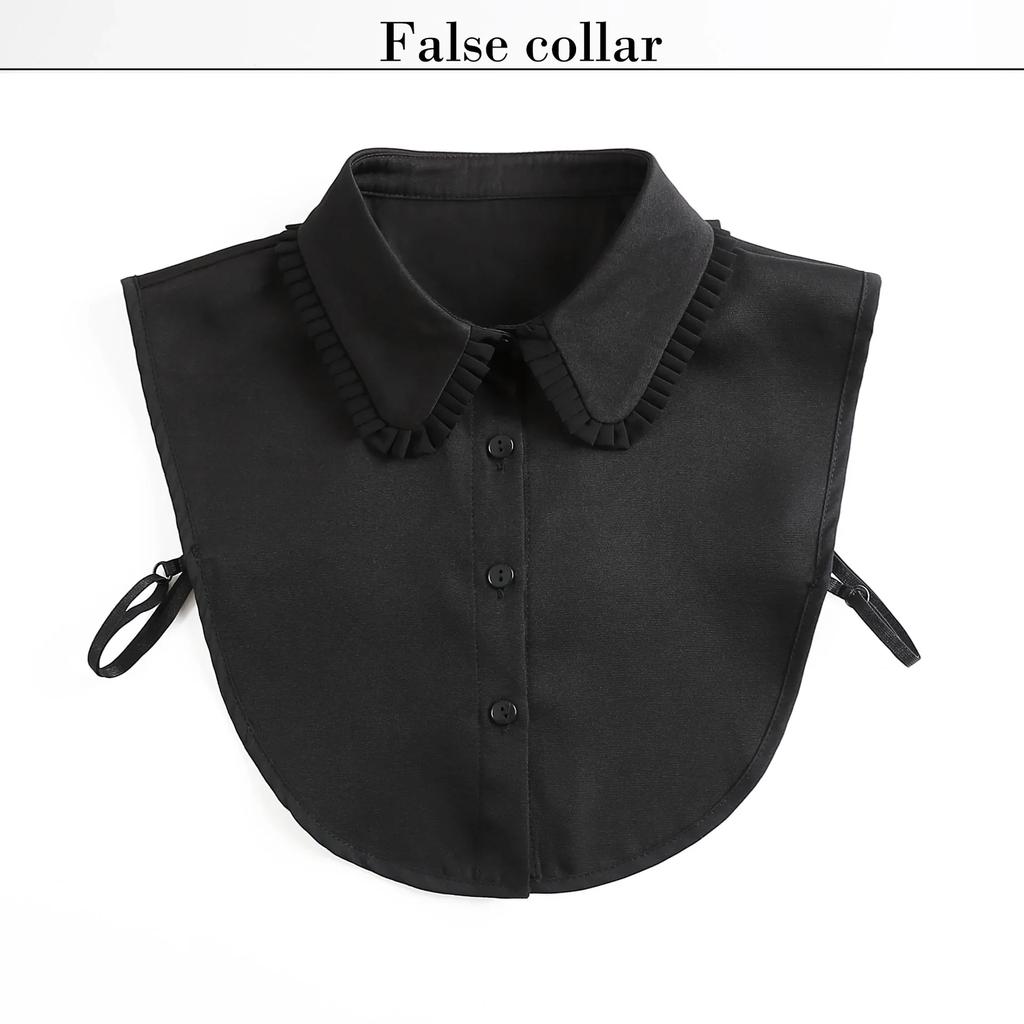 Women Lace Pointed Neck Chiffon Fake Collar Fashionable and Versatile Personalized Decoration Detachable Fake Collar White