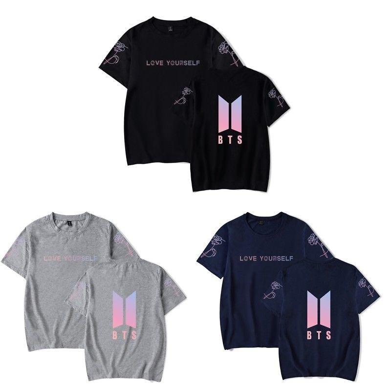 Bts Tryckt T-shirt Kortärmad Bomull Vardagskläder För Fans Mode
