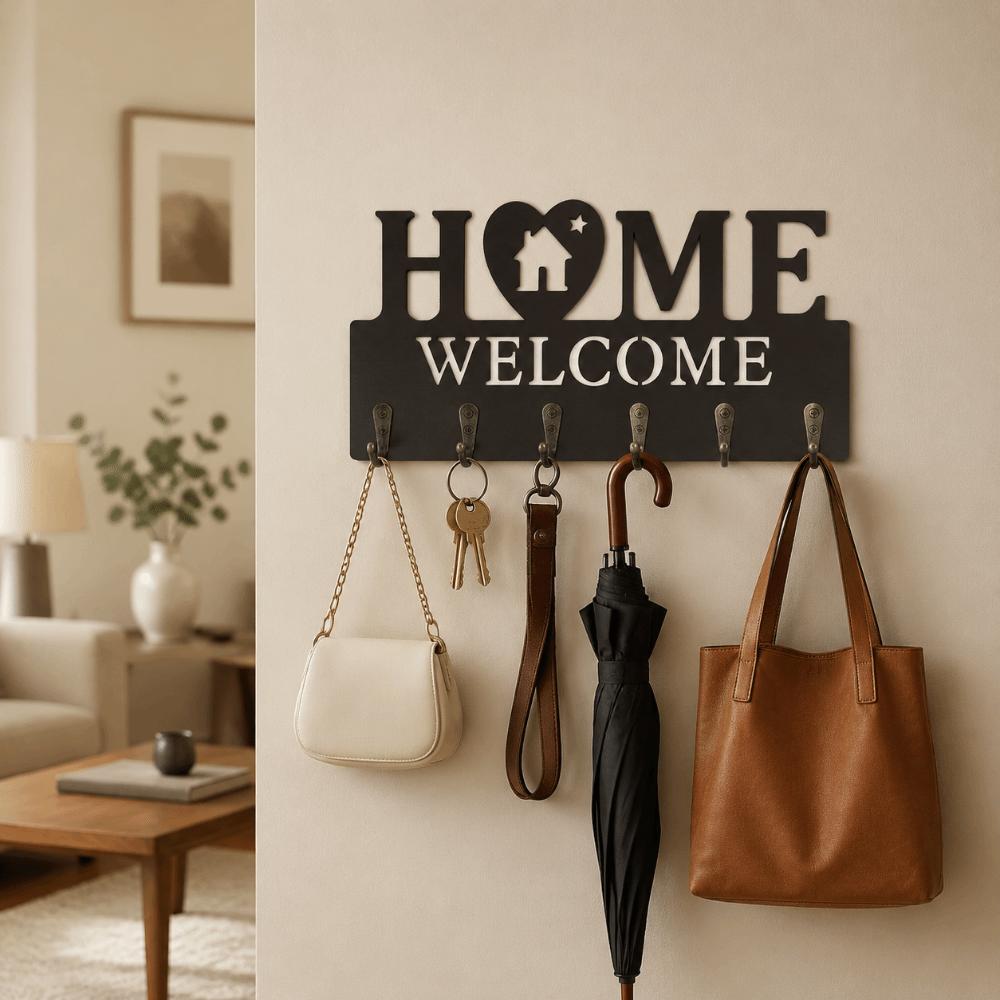 6 Hooks Wall Mount Key Rack Nordic Style Wall Decorative Hook Key Storage Holder Housewarming Gift