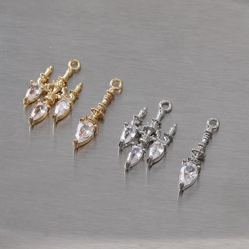 2Pcs Dainty Crystal Chandelier Shaped Pendant Charms For Diy Jewelry Findings Making Eardrop Supplies Accessories