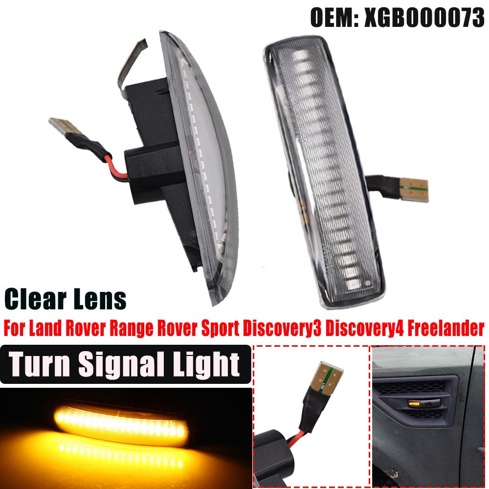 2x Amber Dynamic LED Front Side Marker Turn Signal Light Lamp For Land Rover Range Rover Sport L320 Discovery 3/4 Freelander 2