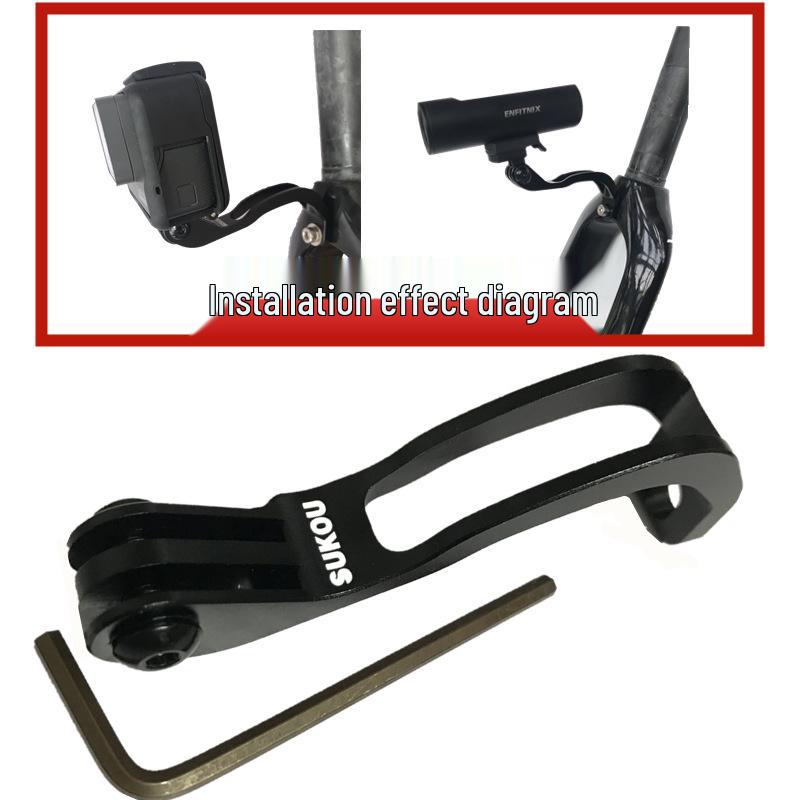 Aluminum Alloy Front Fork Light & Camera Mount for Road/Folding Bikes, Compatible with GoPro