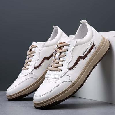 Zapatillas de Moda para Hombre de Cuero Genuino con Cordones Cómodas Casuales para Exterior Adulto Calzado de Paseo Ocio Zapatos para Caminar Masculinos sneakers
