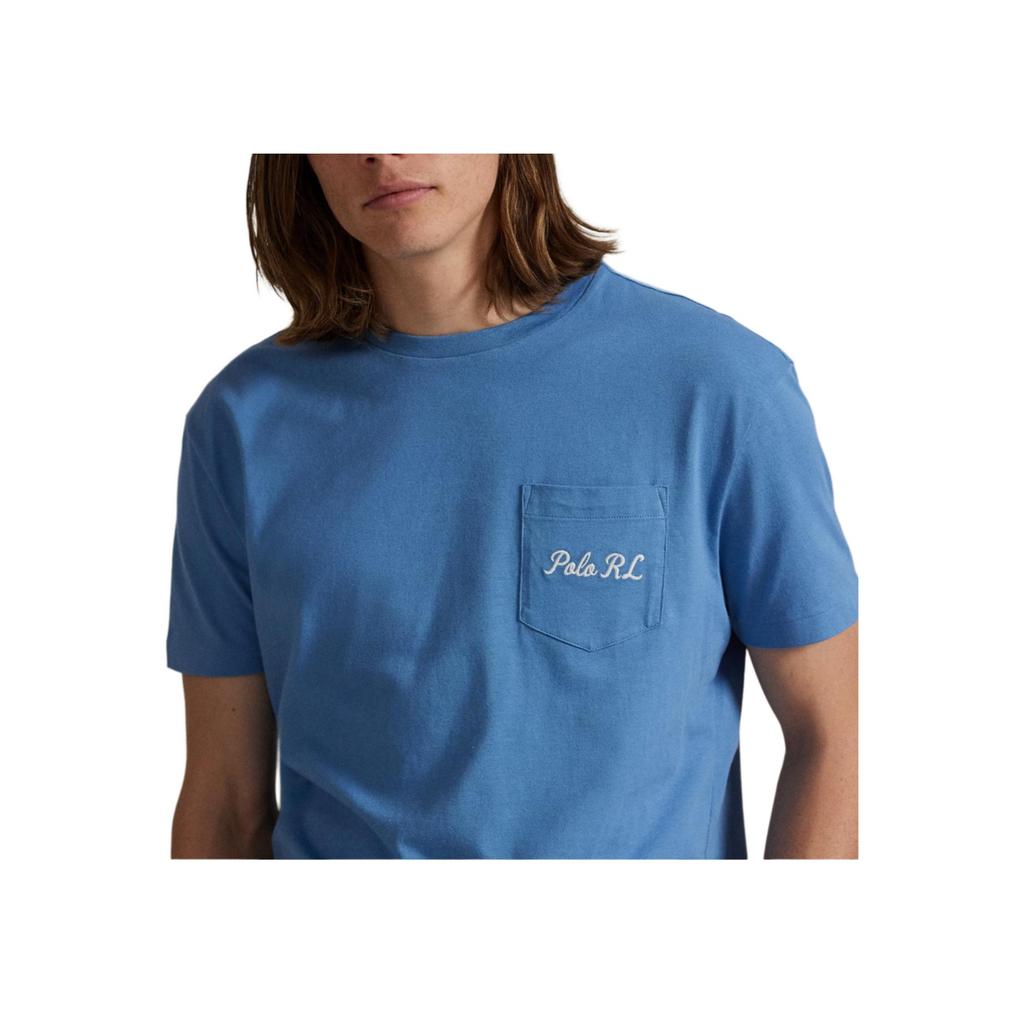 T-shirt da uomo a maniche corte con stampa logo slim fit Polo Ralph Lauren top Blu 710P00084-001