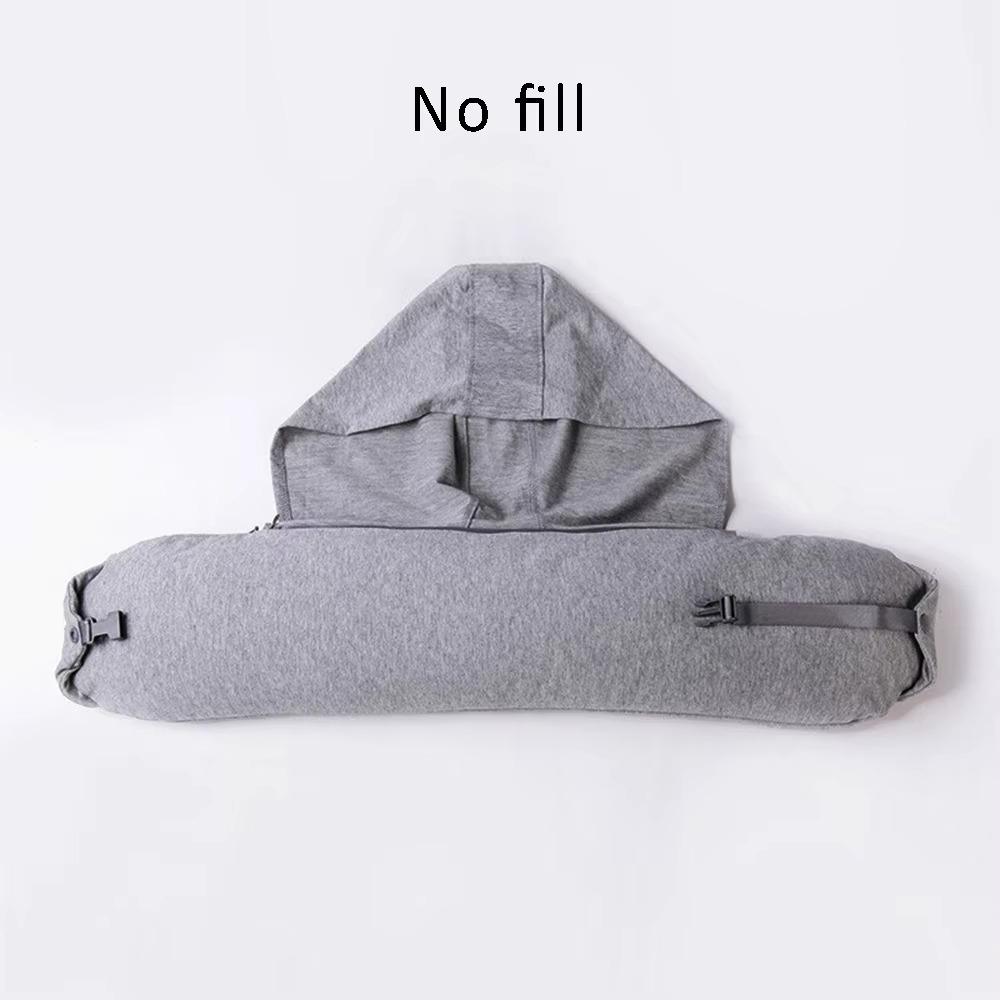 Fillable Travel Neck Pillow Neck Support Light-blocking Airplane Neck Pillow Adjustable with Storage Pouch