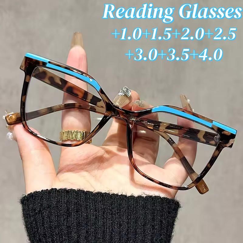 Oversize Cat Eye Reading Glasses Retro Women Leopard Colorful Frame Presbyopia Eyewear Anti Blue Light