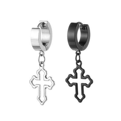 Einfache Edelstahl Hohl Kreuz Anhänger Hoop Ohrringe Für Frauen Mädchen Design Hip Hop Männer Ohr Schmuck Party Geschenke