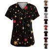 Women's Fashion V-Neck Short Sleeve Overalls With Pockets  Print Tops  Clothes