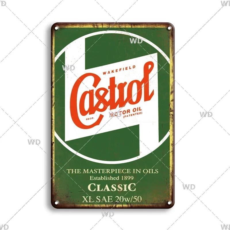 

Castrol Motor Oil Tin Sign - Perfect for Vintage Garage Decor - Gas Station Style Wall Plate