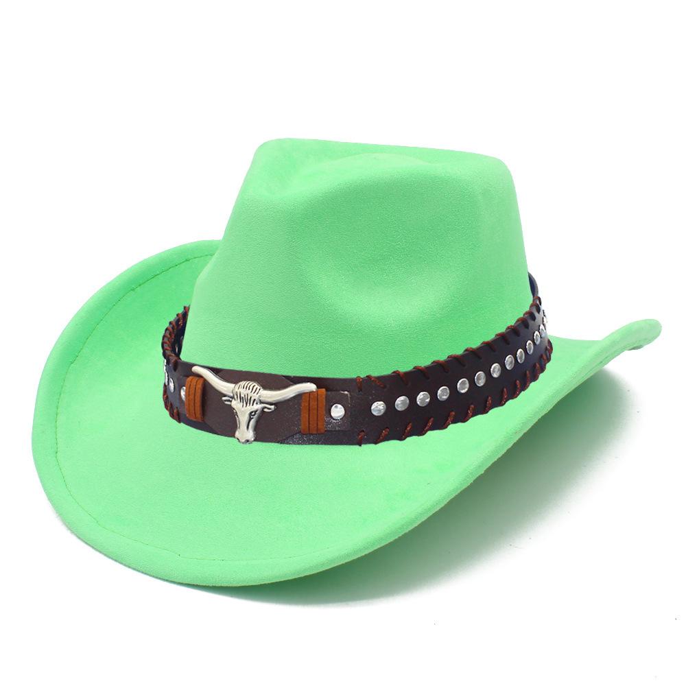 Fashion Classic Suede Equestrian Hat Men's and Women's Outdoor Travel Beach Vacation Visor Bent-brimmed Western Cowboy Hat