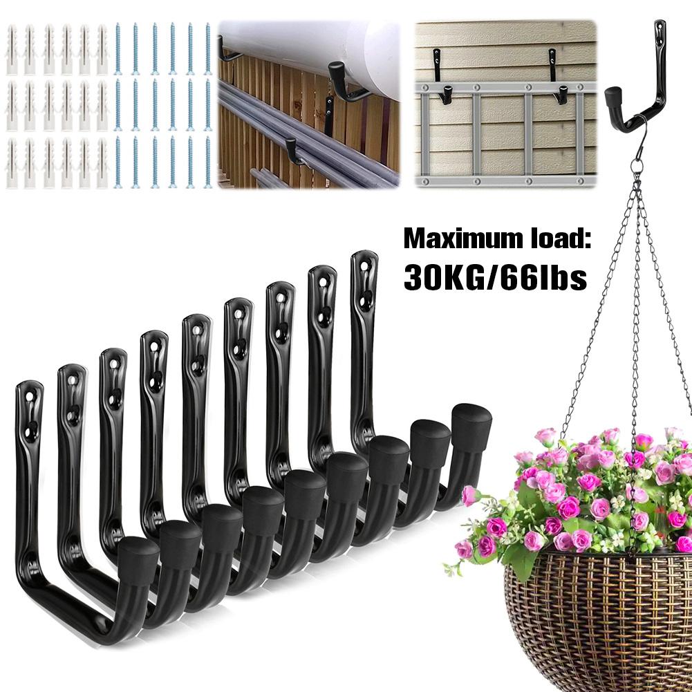9PC Garage Hook Heavy Duty Wall Mount Hook Hanging Wall Mount Hanger for Ladder Extension Garden Tool
