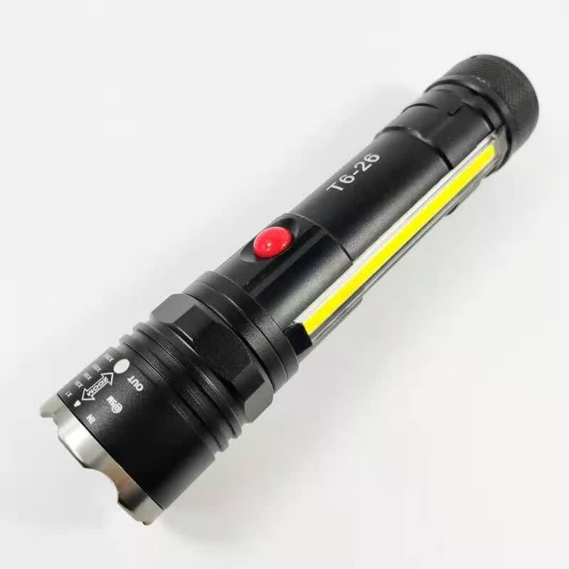 Versatile Rechargeable LED Flashlight with COB Warning Light