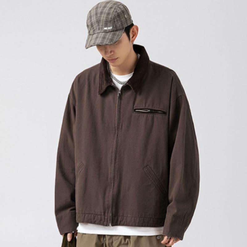 Spring and Autumn New Men's Retro Old Loose Stitching Laps Jacket