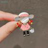 Pink Enamel Little Girl With Bag Brooch-Pearl Accent & Rhinestone Fashion Pin,Mini Figurine Jewelry for Coat,Bag & Daily Decor