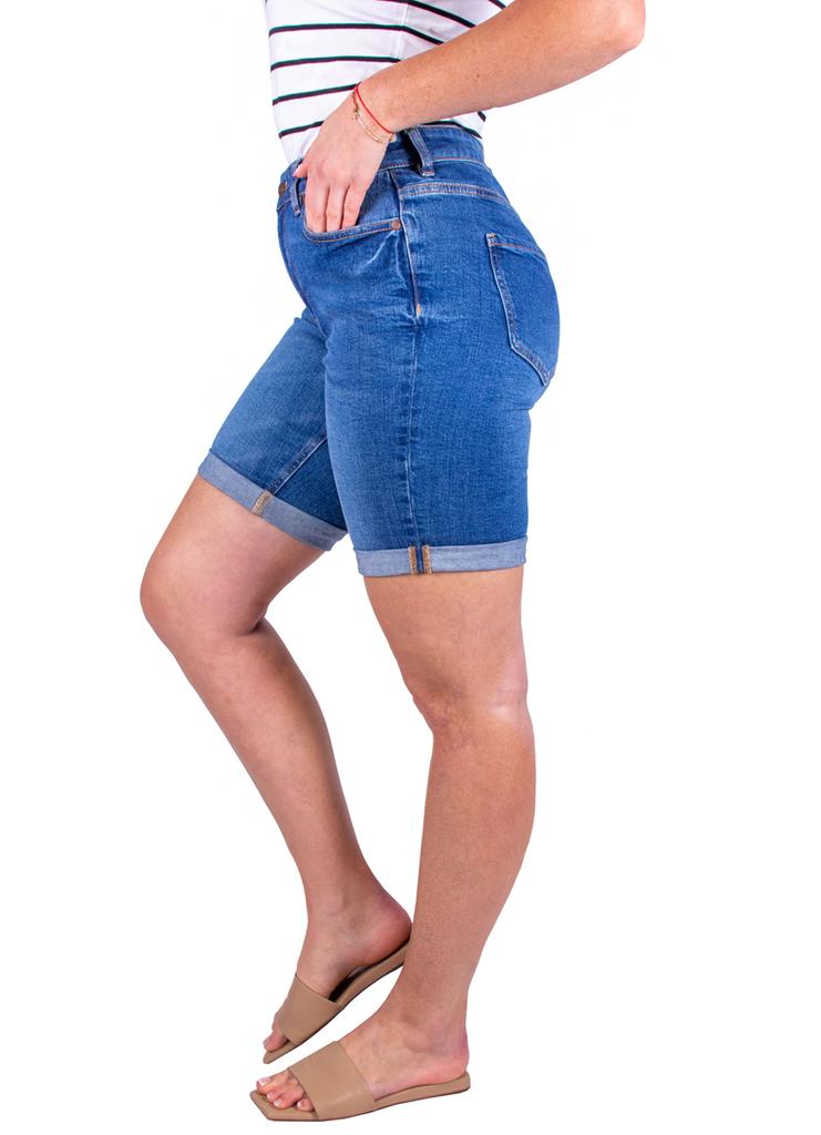 Krótkie Spodenki Jeansowe Damskie Bermudy Przed Kolano Firi Niebieskie 40 L