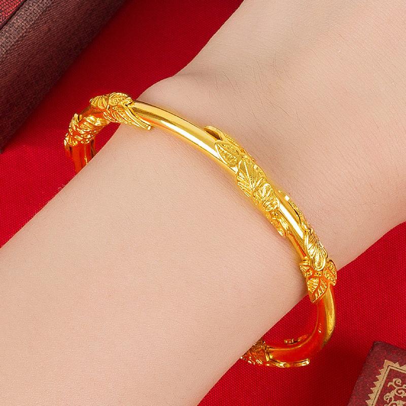 Blooming Flowers Adjustable Pure Silver Women's Bangle - Simple Fashion Bracelet