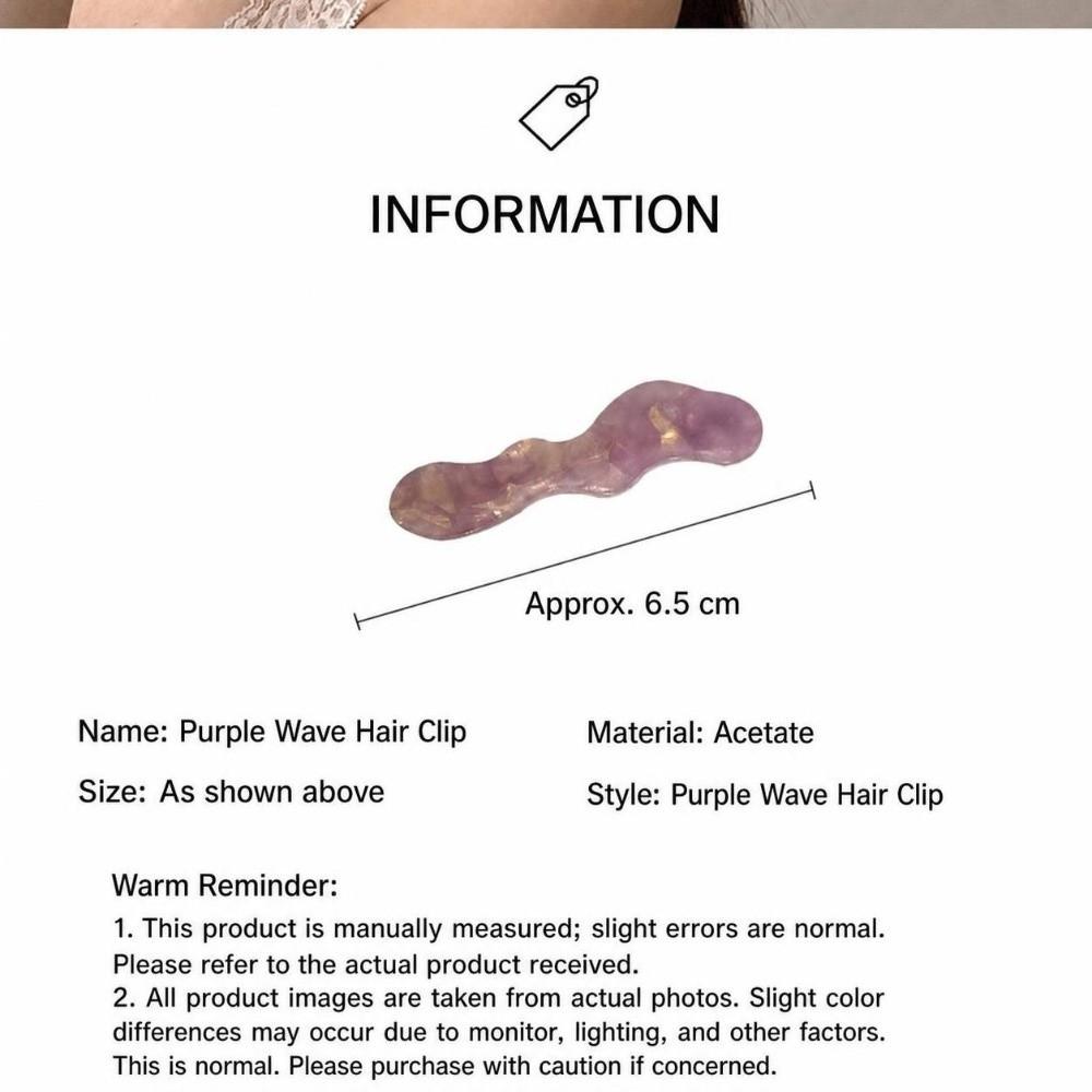 Korean Style Wave Hair Clips Vintage Bangs Hair Clips Sweet Acetate Hair Clips for Women