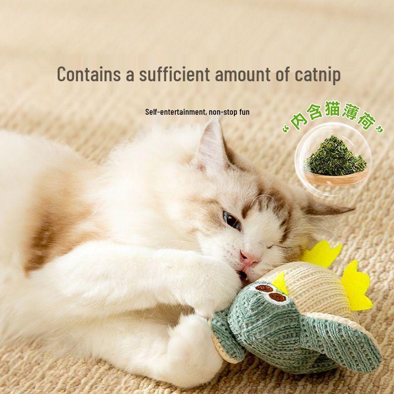 Adorable Catnip Toy for Self-Playing Kittens - Silent Cartoon Teething Toy
