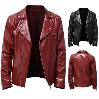 Moda Primavera Otoño Hombre Ropa de Calle Chaqueta de Cuero PU Negra Hombre Cremallera Abrigo Hip Hop Hombre Chaquetas de Cuero Sintético para Motocicleta