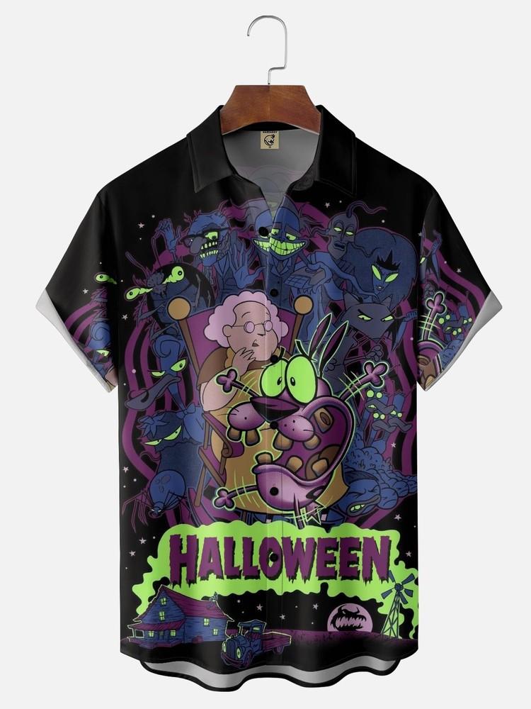 Moisture-wicki wbr/ ng Halloween Dog Cartoon Chest Pocket Casual Shirt Unisex T-Shirt XXXL