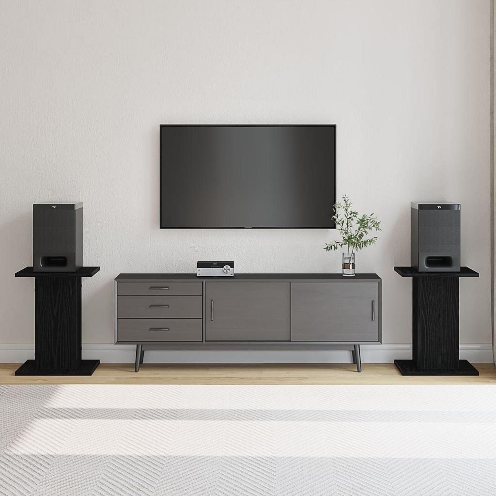 Minimalist Square Modern Living Room Speaker Stand, Set of 2, Display Stand, Black,