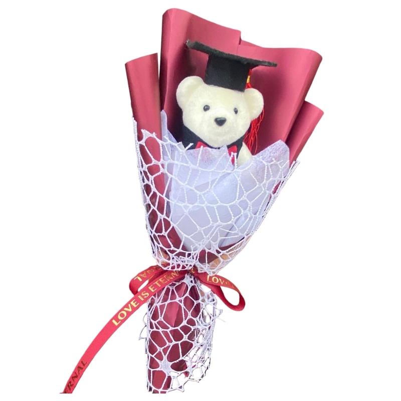 Graduation Flower Bouquets Realistic Flower Bouquets Artificial Bouquets with Bear for Kid Student Teache Graduation