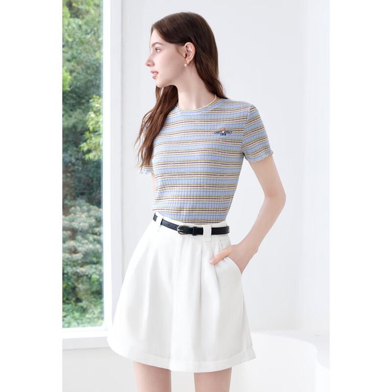 Betu Women's French Style High-Waist White Shorts