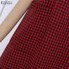 ZANZEA Women Casual Button Round Neck Short Sleeve Plaid Print Dress
